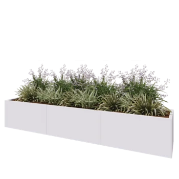 Jardinière XXL en acier - Rectangle - 300 x 50 x 50 cm - RAL9010 mat (blanc) - Sanc plaque de fond