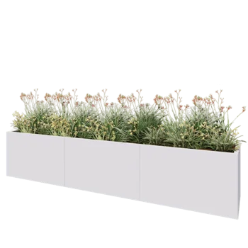 Jardinière XXL en acier - Rectangle - 300 x 50 x 60 cm - RAL9010 mat (blanc) - Avec plaque de fond