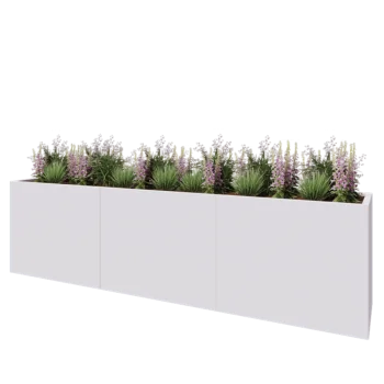 Jardinière XXL en acier - Rectangle - 300 x 50 x 80 cm - RAL9010 mat (blanc) - Avec plaque de fond