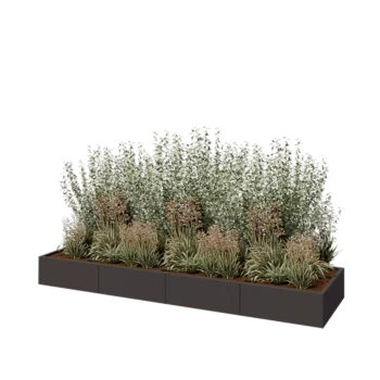 Jardinière XXL en acier - Rectangle - 320 x 80 x 30 cm - Autre couleur RAL - Avec plaque de fond