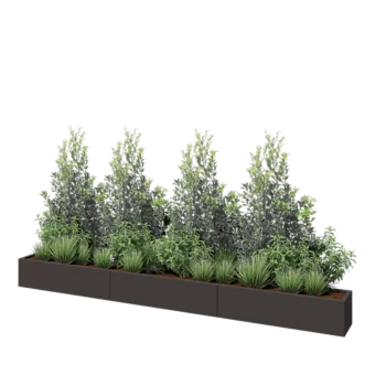 Jardinière XXL en acier - Rectangle - 360 x 30 x 30 cm - Autre couleur RAL - Sanc plaque de fond