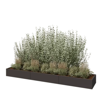 Jardinière XXL en acier - Rectangle - 360 x 60 x 30 cm - Autre couleur RAL - Sanc plaque de fond