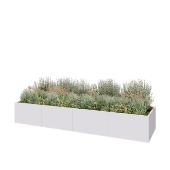 Jardinière XXL en acier - Rectangle - 400 x 100 x 60 cm - RAL9010 mat (blanc) - Sanc plaque de fond