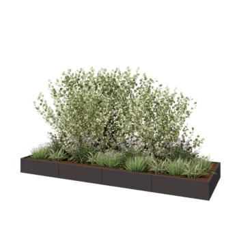 Jardinière XXL en acier - Rectangle - 400 x 120 x 30 cm - RAL7016 mat (gris anthracite) - Sanc plaque de fond