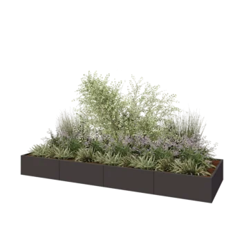 Jardinière XXL en acier - Rectangle - 400 x 120 x 40 cm - Autre couleur RAL - Avec plaque de fond