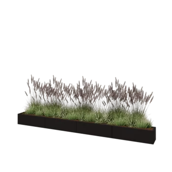 Jardinière XXL en acier - Rectangle - 400 x 30 x 30 cm - RAL9005 mat (noir) - Sanc plaque de fond