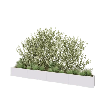 Jardinière XXL en acier - Rectangle - 400 x 30 x 40 cm - RAL9010 mat (blanc) - Avec plaque de fond