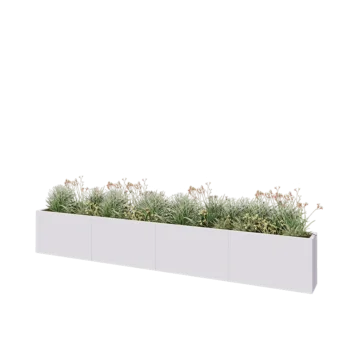 Jardinière XXL en acier - Rectangle - 400 x 30 x 60 cm - RAL9010 mat (blanc) - Sanc plaque de fond