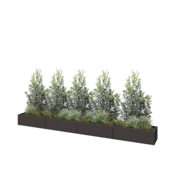 Jardinière XXL en acier - Rectangle - 400 x 40 x 30 cm - RAL7016 mat (gris anthracite) - Sanc plaque de fond