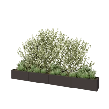 Jardinière XXL en acier - Rectangle - 400 x 40 x 40 cm - RAL7016 mat (gris anthracite) - Sanc plaque de fond