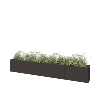 Jardinière XXL en acier - Rectangle - 400 x 40 x 60 cm - Autre couleur RAL - Avec plaque de fond