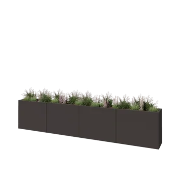 Jardinière XXL en acier - Rectangle - 400 x 40 x 80 cm - RAL7016 mat (gris anthracite) - Avec plaque de fond