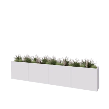 Jardinière XXL en acier - Rectangle - 400 x 40 x 80 cm - RAL9010 mat (blanc) - Sanc plaque de fond