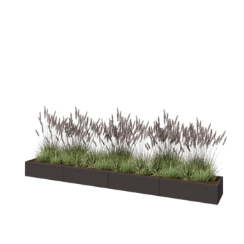 Jardinière XXL en acier - Rectangle - 400 x 50 x 30 cm - RAL7016 mat (gris anthracite) - Avec plaque de fond