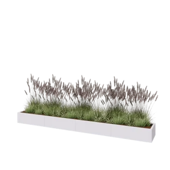 Jardinière XXL en acier - Rectangle - 400 x 50 x 30 cm - RAL9010 mat (blanc) - Avec plaque de fond