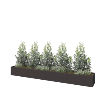 Jardinière XXL en acier - Rectangle - 400 x 50 x 40 cm - RAL7016 mat (gris anthracite) - Sanc plaque de fond