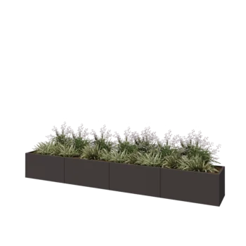 Jardinière XXL en acier - Rectangle - 400 x 50 x 50 cm - RAL7016 mat (gris anthracite) - Avec plaque de fond