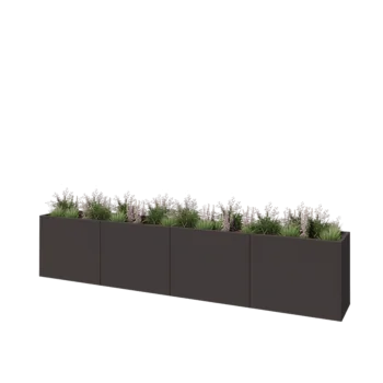 Jardinière XXL en acier - Rectangle - 400 x 50 x 80 cm - RAL7016 mat (gris anthracite) - Avec plaque de fond