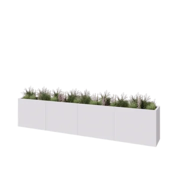 Jardinière XXL en acier - Rectangle - 400 x 50 x 80 cm - RAL9010 mat (blanc) - Sanc plaque de fond