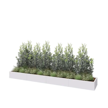Jardinière XXL en acier - Rectangle - 400 x 60 x 30 cm - RAL9010 mat (blanc) - Sanc plaque de fond