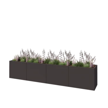 Jardinière XXL en acier - Rectangle - 400 x 60 x 80 cm - Autre couleur RAL - Sanc plaque de fond