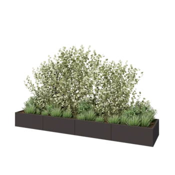 Jardinière XXL en acier - Rectangle - 400 x 80 x 40 cm - RAL7016 mat (gris anthracite) - Sanc plaque de fond