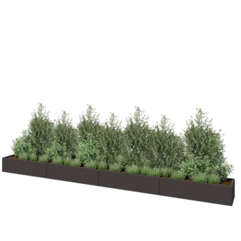 Jardinière XXL en acier - Rectangle - 480 x 40 x 30 cm - Autre couleur RAL - Avec plaque de fond