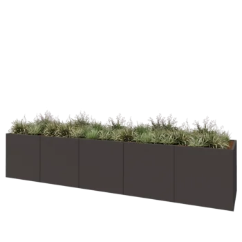 Jardinière XXL en acier - Rectangle - 500 x 100 x 100 cm - RAL7016 mat (gris anthracite) - Sanc plaque de fond