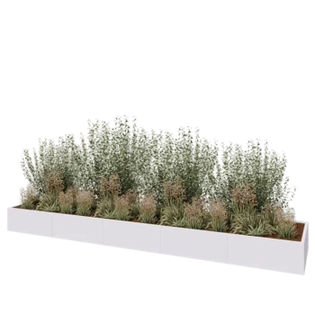 Jardinière XXL en acier - Rectangle - 500 x 100 x 40 cm - RAL9010 mat (blanc) - Sanc plaque de fond
