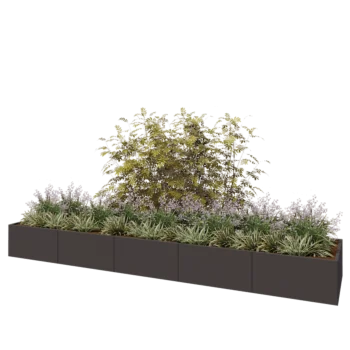 Jardinière XXL en acier - Rectangle - 500 x 100 x 50 cm - RAL7016 mat (gris anthracite) - Avec plaque de fond