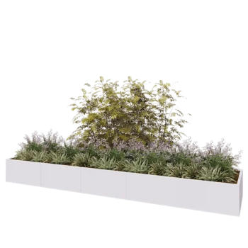 Jardinière XXL en acier - Rectangle - 500 x 100 x 50 cm - RAL9010 mat (blanc) - Sanc plaque de fond