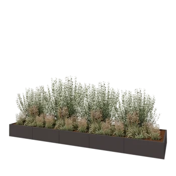 Jardinière XXL en acier - Rectangle - 500 x 120 x 40 cm - Autre couleur RAL - Avec plaque de fond