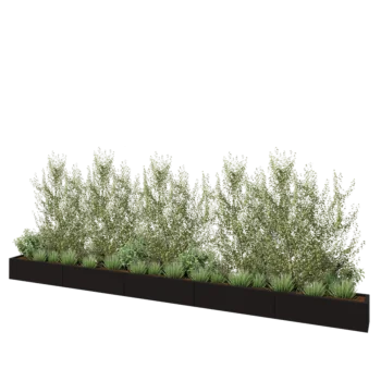 Jardinière XXL en acier - Rectangle - 500 x 30 x 30 cm - RAL9005 mat (noir) - Avec plaque de fond