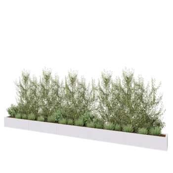 Jardinière XXL en acier - Rectangle - 500 x 30 x 30 cm - RAL9010 mat (blanc) - Avec plaque de fond