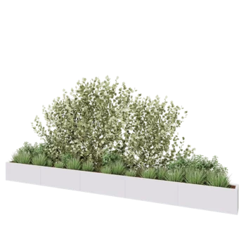 Jardinière XXL en acier - Rectangle - 500 x 30 x 40 cm - RAL9010 mat (blanc) - Sanc plaque de fond