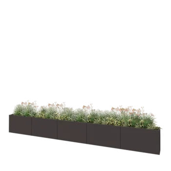 Jardinière XXL en acier - Rectangle - 500 x 30 x 60 cm - RAL7016 mat (gris anthracite) - Avec plaque de fond