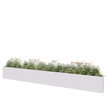 Jardinière XXL en acier - Rectangle - 500 x 30 x 60 cm - RAL9010 mat (blanc) - Avec plaque de fond
