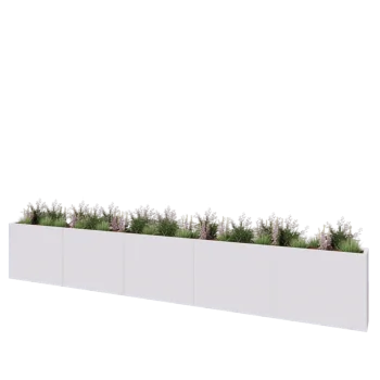 Jardinière XXL en acier - Rectangle - 500 x 30 x 80 cm - RAL9010 mat (blanc) - Sanc plaque de fond
