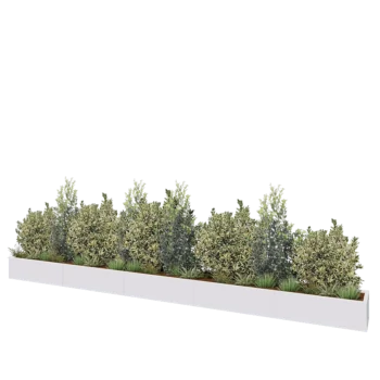 Jardinière XXL en acier - Rectangle - 500 x 40 x 30 cm - RAL9010 mat (blanc) - Avec plaque de fond