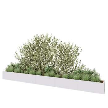 Jardinière XXL en acier - Rectangle - 500 x 40 x 40 cm - RAL9010 mat (blanc) - Sanc plaque de fond