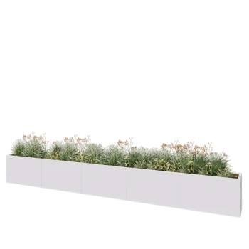 Jardinière XXL en acier - Rectangle - 500 x 40 x 60 cm - RAL9010 mat (blanc) - Avec plaque de fond