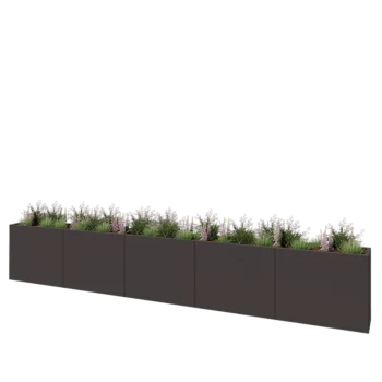 Jardinière XXL en acier - Rectangle - 500 x 40 x 80 cm - RAL7016 mat (gris anthracite) - Sanc plaque de fond