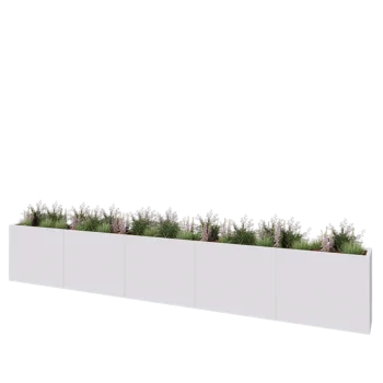 Jardinière XXL en acier - Rectangle - 500 x 40 x 80 cm - RAL9010 mat (blanc) - Sanc plaque de fond