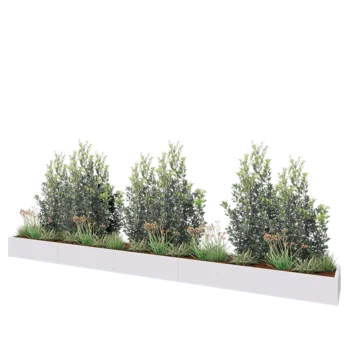 Jardinière XXL en acier - Rectangle - 500 x 50 x 30 cm - RAL9010 mat (blanc) - Sanc plaque de fond