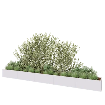 Jardinière XXL en acier - Rectangle - 500 x 50 x 40 cm - RAL9010 mat (blanc) - Sanc plaque de fond