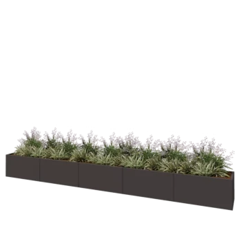 Jardinière XXL en acier - Rectangle - 500 x 50 x 50 cm - RAL7016 mat (gris anthracite) - Sanc plaque de fond