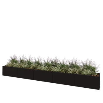 Jardinière XXL en acier - Rectangle - 500 x 50 x 50 cm - RAL9005 mat (noir) - Avec plaque de fond