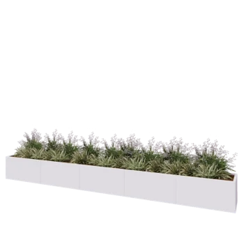 Jardinière XXL en acier - Rectangle - 500 x 50 x 50 cm - RAL9010 mat (blanc) - Avec plaque de fond