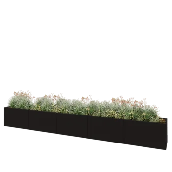 Jardinière XXL en acier - Rectangle - 500 x 50 x 60 cm - RAL9005 mat (noir) - Avec plaque de fond