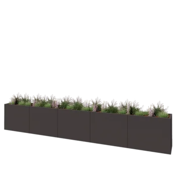 Jardinière XXL en acier - Rectangle - 500 x 50 x 80 cm - RAL7016 mat (gris anthracite) - Sanc plaque de fond